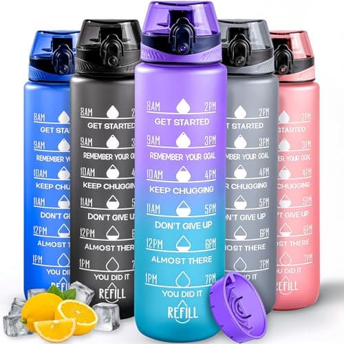 Active 100 Water Bottle 1L Sports Water Bottle With Time Markings, Dishwasher Safe Leak-Proof Water Bottles, BPA Free Non-Toxic Drinks Bottle For Running, Cycling, School & Gym (Purple Gradient), image 1 of 6