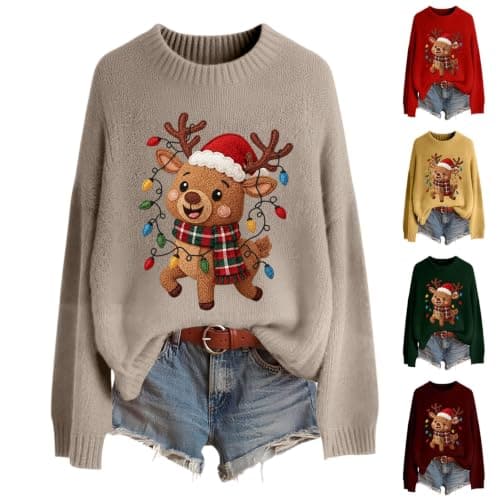 Women's Christmas Jumper, Crew-Neck Pullover Sweater, image 1 of 6