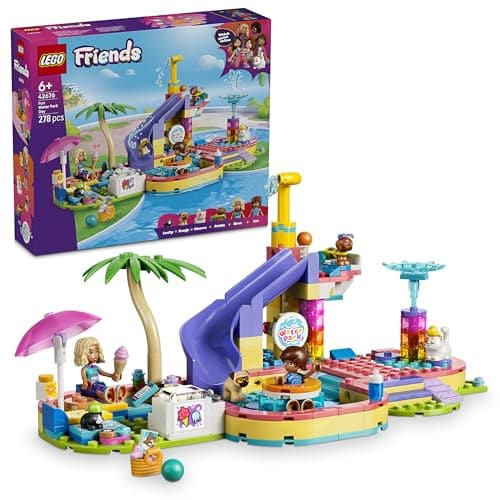 LEGO Friends Fun Water Park Day - Miniature Toy Set w/Slide, 2 Mini Dolls, 4 Animal Figures & Pet Accessories - Birthday Gift Idea for 6+ Year Old Girls - 42676, image 1 of 8