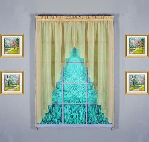 Today's Curtain Emelia Original Voile Swagger Pair 63", Gold, 90" W x 63" L, image 1 of 8