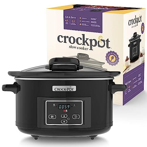 Crock-Pot Lift and Serve Digital Slow Cooker with Hinged Lid and Programmable Countdown Timer | 4.7 L (up to 5 People) | Energy Efficient | Black [CSC052], image 1 of 8