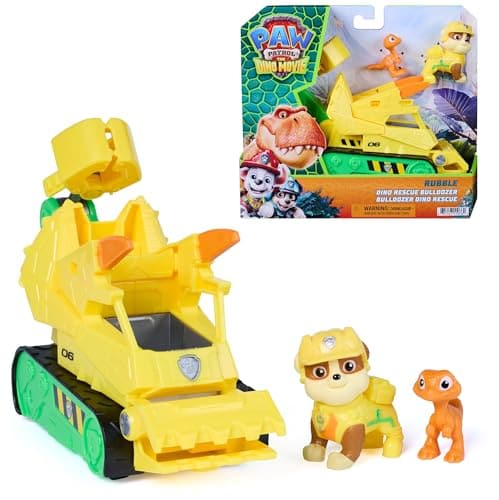 Paw Patrol The Dino Movie Rubble Dino Rescue Bulldozer Toy Truck, image 1 of 8
