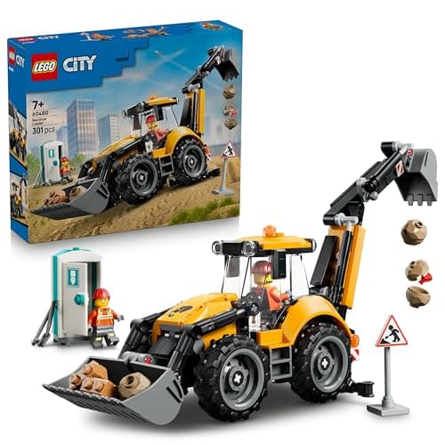 LEGO City Yellow Backhoe Loader - Construction Vehicle Toy - Tractor w/ 2 Minifigures, Working Front Bucket & Backhoe - Birthday Gift Idea for 7+ Year Old Boys - 60480, image 1 of 8
