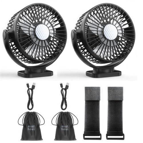 Minthouz 2-Pack 12000mAh Rechargeable Desk Fan with LED Lantern, image 1 of 8