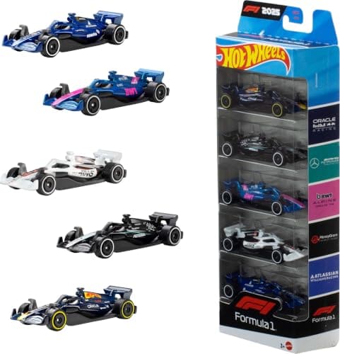 Hot Wheels 1:64 Scale 5-Pack Formula 1 Die-Cast Toy Cars, image 1 of 6