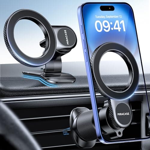 Miracase for MagSafe Car Mount【Won’t Block Vent & 20 Strongest Magnets】 Magnetic Phone Holder for Car Phone Holder Mount Dash for Car Accessories for Women Men for iPhone 17 Pro Max Air 16 15 14 13 12, image 1 of 8