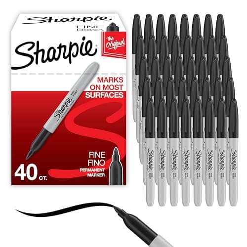 Sharpie Permanent Markers | Fine Point for Bold Details | Black Ink | 40 Marker Pens, image 1 of 8