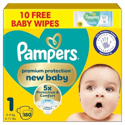 Pampers New Baby Nappies Size 1 + Wipes, image 1 of 8
