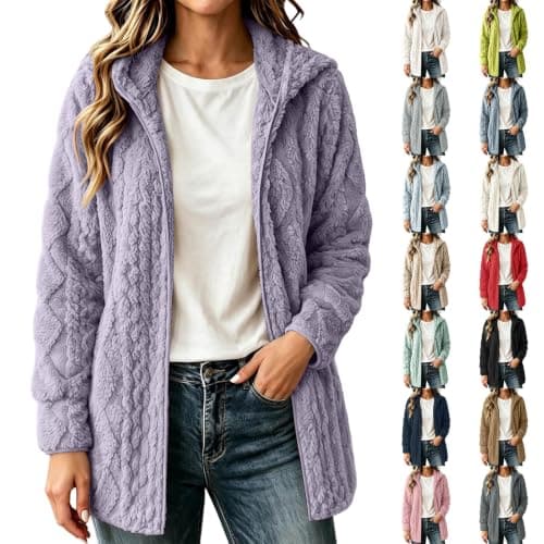 Women's Fleece Full-Zip Hoodie Jacket with Pockets, image 1 of 6