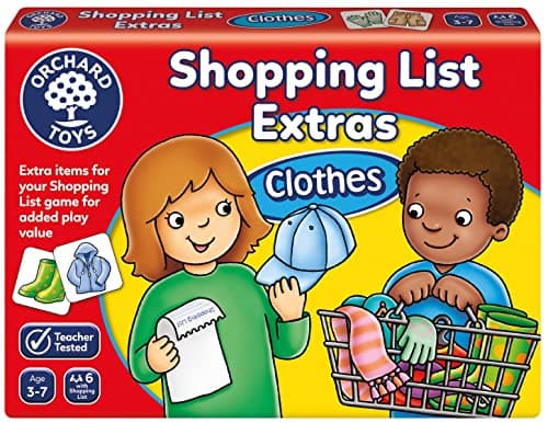 Orchard Toys Shopping List Extras Pack - Clothes Game, Add On Pack to Shopping List, Educational Memory Game, Perfect for Kids Age 3-7., image 1 of 3