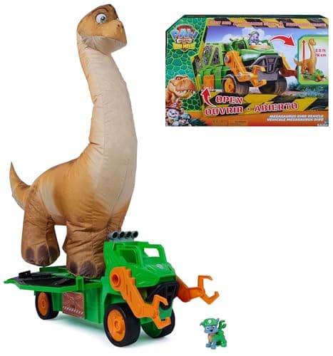Paw Patrol: The Dino Movie, Megasaurus Dino Vehicle with 76,2 cm Inflatable Dinosaur Toy and Rocky Action Figure, Preschool Toys for Girls and Boys Ages 3+, image 1 of 8