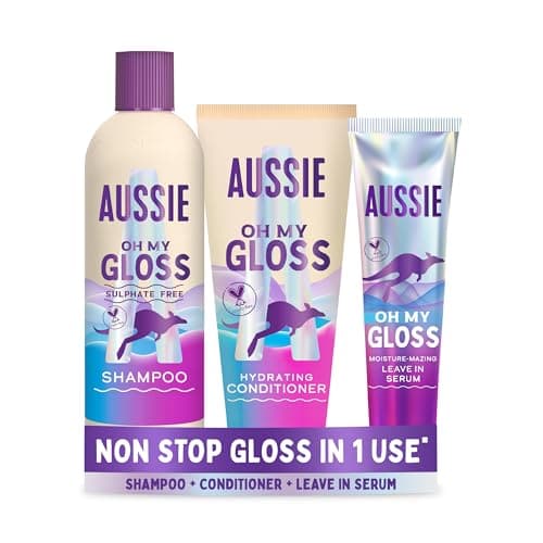Aussie Oh My Gloss Shampoo & Conditioner Set +Leave in Hair Treatment Serum, image 1 of 8