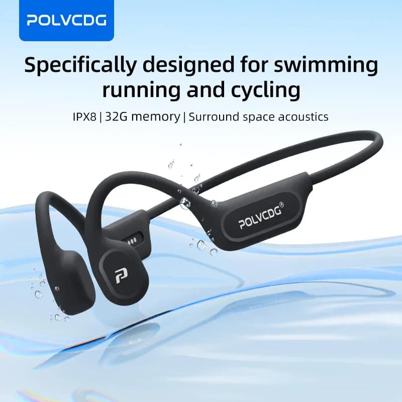 POLVCDG X9 Bone Conduction Earphones 32G IPX8 Waterproof Open Design for Swimming Running Cycling Hanging Earphones