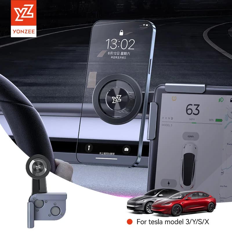 YZ for Tesla Model Y/YL Juniper 3 Highland Screen Magnetic Car Phone Holder Mounts 360° Holder for All Phone 2026 Car Accessory