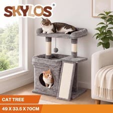 Skylos Cat Tree Tower Large Perch Condo Sisal Scratcher Indoor Felines Grey