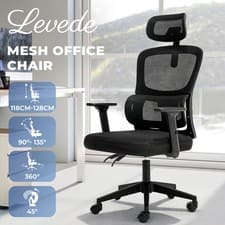 Office Computer Chair Mesh Ergonomic Lumbar Support with 3D Armrest Headrest