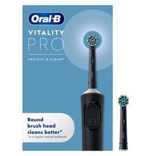 Oral-B Vitality Pro Black Electric Toothbrush Rechargeable with Smart Timer + 2