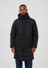 Brave Soul Elite Mens Hooded Longline Jacket Black Padded Winter Coat UK S-XL