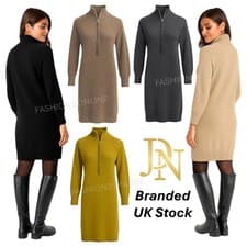Ladies Womens Jumper Dress Winter Pullover Wooly Long Quality Sweater UK NEW