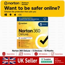 Norton 360 Deluxe Antivirus 2026 VPN 5 Devices 15 MONTHS