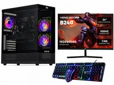 GAMING PC BUNDLE 27" INCH QUAD CORE i7 NVIDIA RX580 8GB WIN 11 WIFI SSD+HDD
