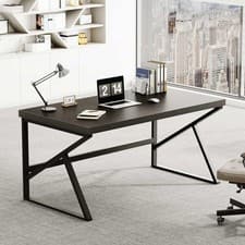HSH Modern Black Office Desk Metal Legs 55 Inch Laptop Computer Gaming Sturdy