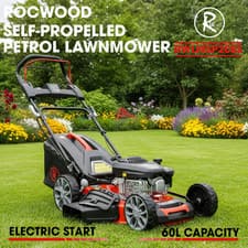 Petrol Lawnmower Electric Start Self Propelled RocwooD 173cc 20" Mulching 60L