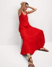 Marks & Spencer Womens Viscose Tiered Dress in Tomato - M&S