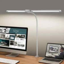 LED Desk Lamp Dual Head Clamp Double Table Reading Craft Office Home Light