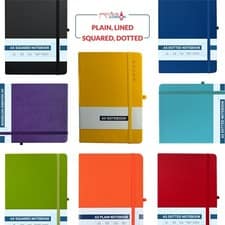 A5 Notebook PU Leather Hardback Line Dotted Square Ruled & Plain Premium Notes