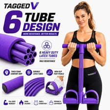6 Tube Pedal Resistance Band Sit Up Pull Rope Yoga Fitness Exercise Equipment UK