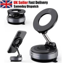 Magnetic Car Phone Holder Foldable Vacuum 360° Rotating Suction Cup Phone Mount