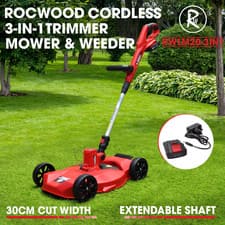 20V Cordless 3-in-1 Trimmer RocwooD Edger Lawn Mower Lightweight Compact