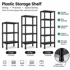 3/4/5 Tier Plastic Shelving Home Storage Unit Shelves Racking Garage Organiser