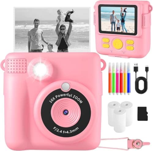 Kids Instant Print Camera with Paper, 1080P, 32GB SD Card