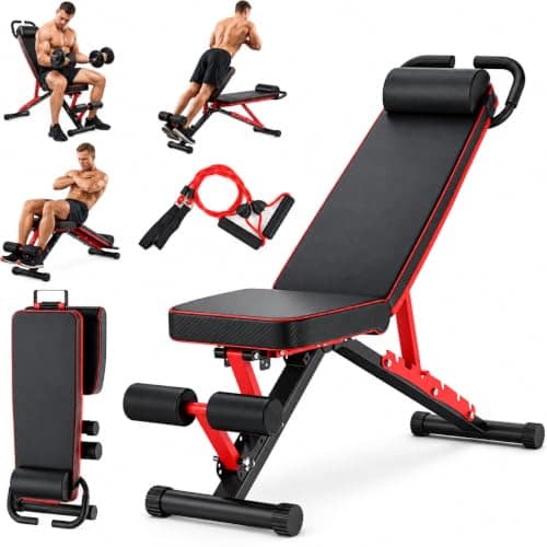 Adjustable 1300LBS Weight Bench, Foldable Home Workout Bench