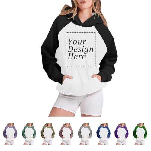 Personalised Women’s Colour-Block Hoodie with Photo and Text