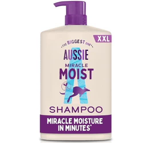 Aussie Miracle Moist Shampoo 1L Pump to Restore Brittle & Dry Hair