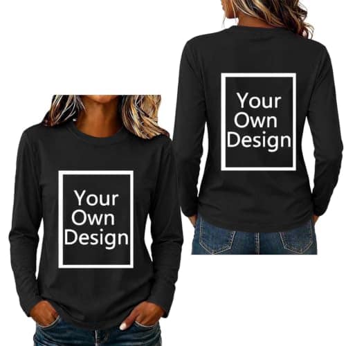 Personalised Women's Long-Sleeve T-Shirt with Custom Text, Photo or Logo