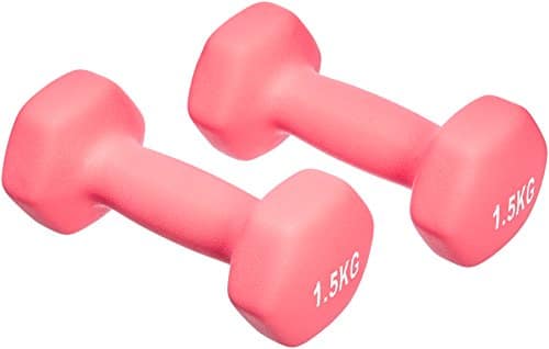 Amazon Basics Neopren Hanteln Gewichte, 3 kg, 1.5 kg ( Set of 2), Pink